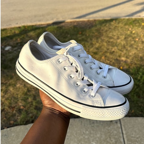 Converse Chuck Taylor All Star Unisex Low Top Leather Sneakers Size‎ M7 W9 White - Picture 12 of 13